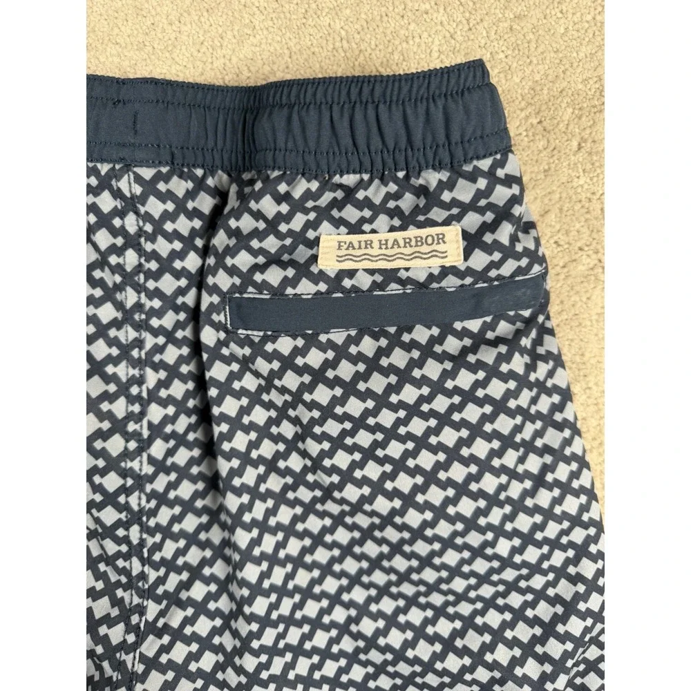 Fair Harbor Kids Boys Size XL (11-12) Anchor Swim Trunks Mist Seaview Lined